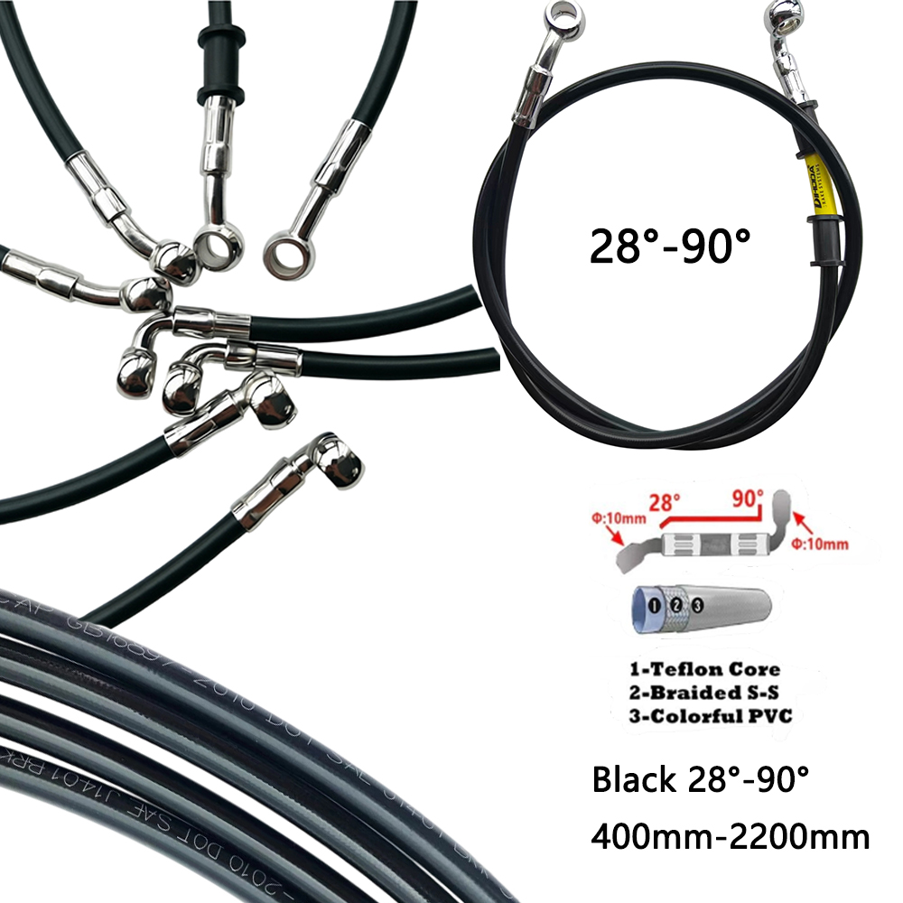 Brake Line Motorcycle - Noir 28 ° -90 ° Tuyau
